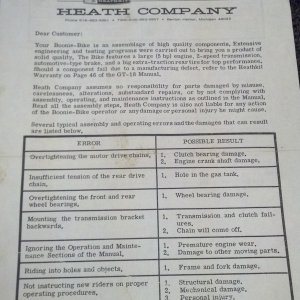 Heathkit Boonie Bike & with original paper work!