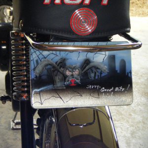 Windber,Pa 2009 minibike show. Blackwidow custom with plate signed by Mick