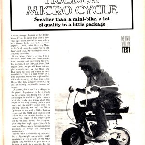 holder Micro cycle November 1971 test report