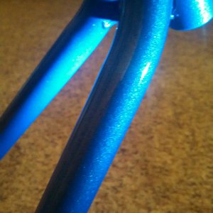 Close up of the powdercoating