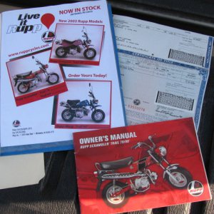 Rupp (clone bikes) owners manual and brochure