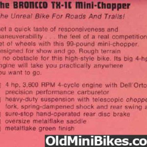 Broncco TX-1C mini chopper spec's