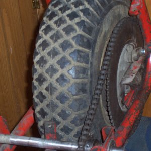 Back tire, sprocket, jackshaft, cahin, brake, etc.
