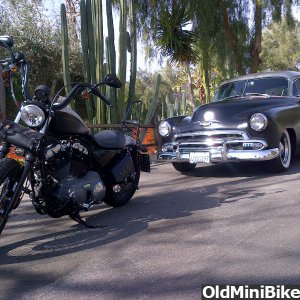 '51 Chevy and '08 Nightster in matching paint scheme!