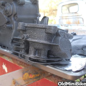 Engine block painted with VHT Wrinkle Paint.