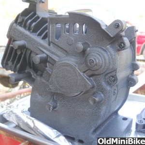 Engine block painted with VHT Wrinkle Paint.