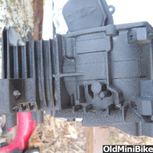 Engine block painted with VHT Wrinkle Paint.