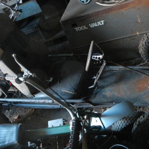 go kart  in winter storage. front view