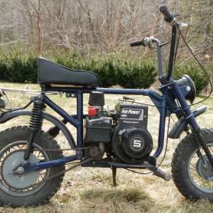 blue mini bike facing right.