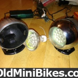 Front turn signal parts made from broken driving lights.